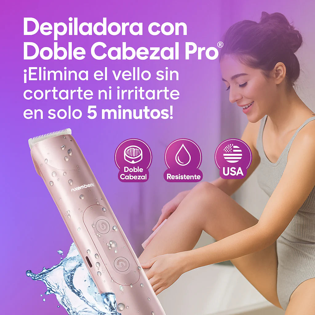 Depiladora con Doble Cabezal Pro® – ¡Elimina el vello sin cortarte ni irritarte en solo 5 minutos!