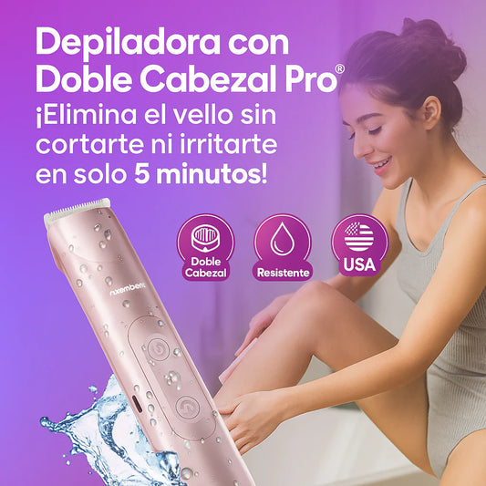 Depiladora con Doble Cabezal Pro® – ¡Elimina el vello sin cortarte ni irritarte en solo 5 minutos!